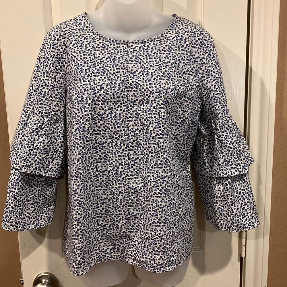 J Crew blouse with bell ruffled sleeves. Sz 10